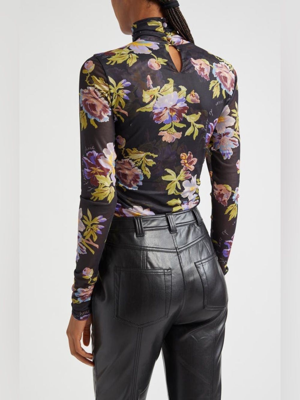 Bridgette Floral Print Long Sleeve Turtleneck Top XS - Picture 3 of 8